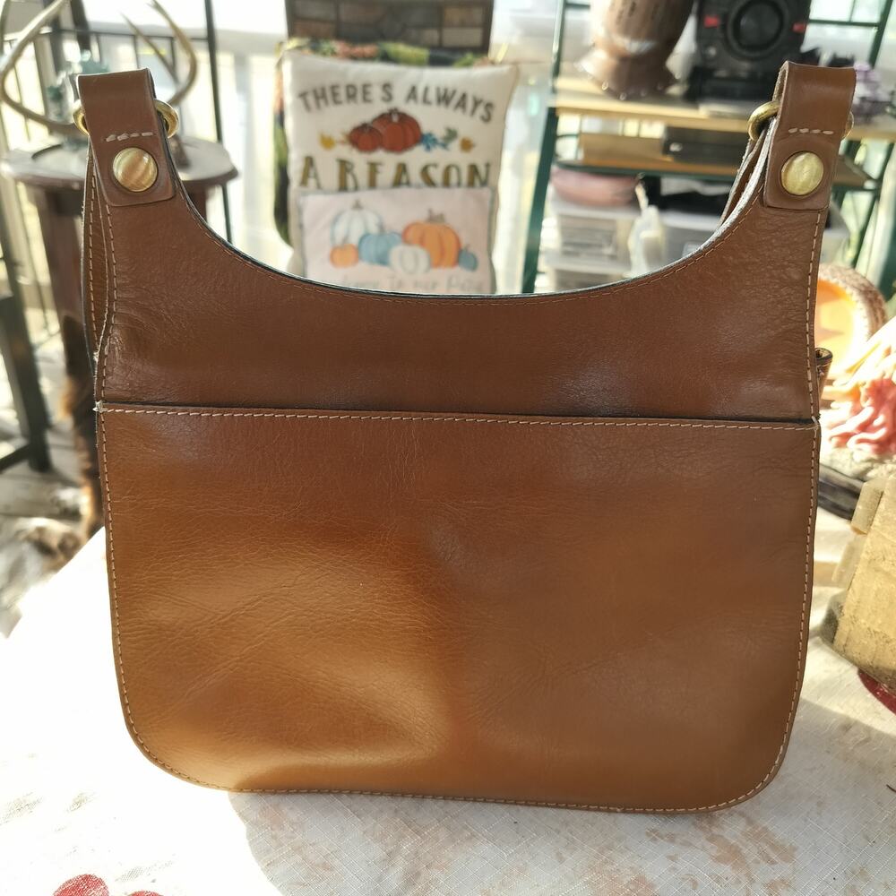 4710)Patricia Nash Brown London Saddle Crossbody Bag London Heritage Collection - Picture 2 of 14